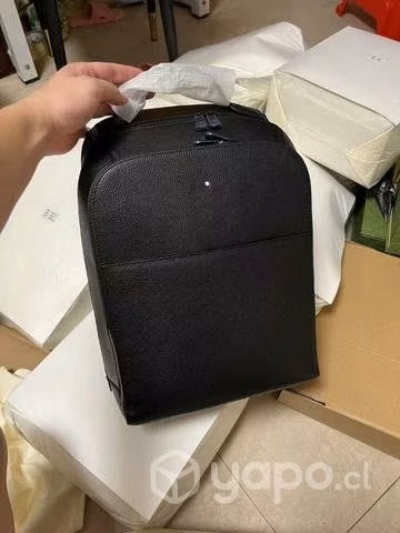 Mochila montblanc negra cuero