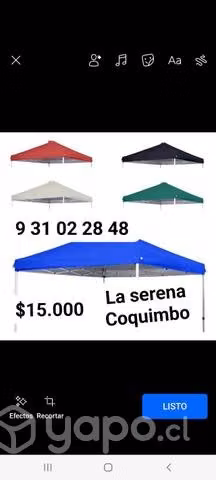 Carpas para toldos con filtro uv 3x3