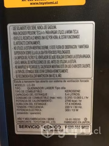 Toyotomi LC-33 a Parafina - Imagen 3