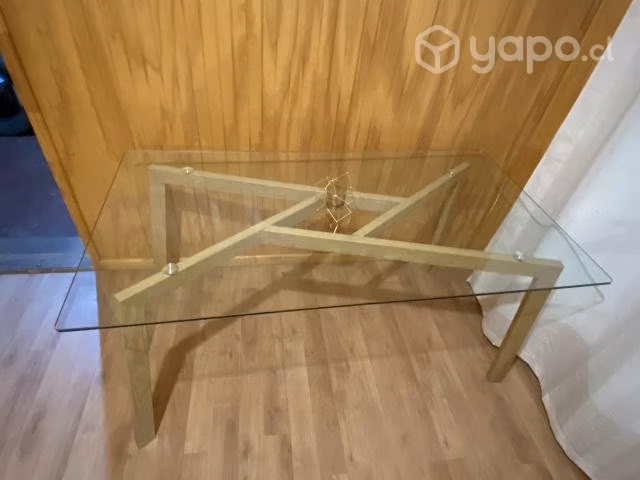 Mesa de comedor vidrio/base de fierro