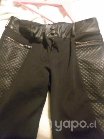 Pantalon mozimo negro con eco cuero talla 40