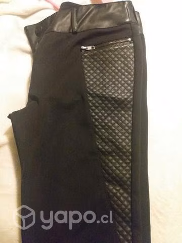 Pantalon mozimo negro con eco cuero talla 40 - Imagen 2
