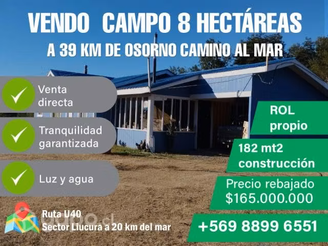 Vendo campo camino al mar osorno
