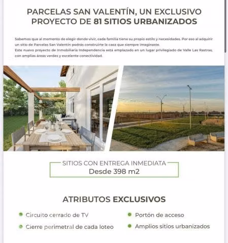 Sitio en Parcelas San Valentin, Las Rastras