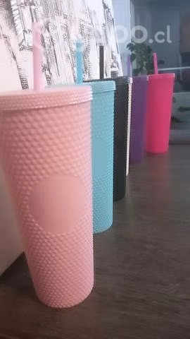 Vasos tumbler con tapa y bombilla
