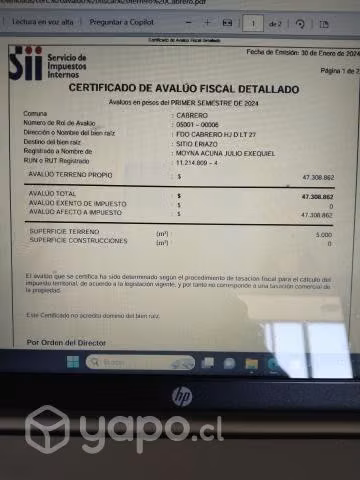 Vendo excelente terreno en cabrero