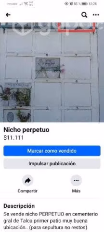 Se vende nicho perpetuo