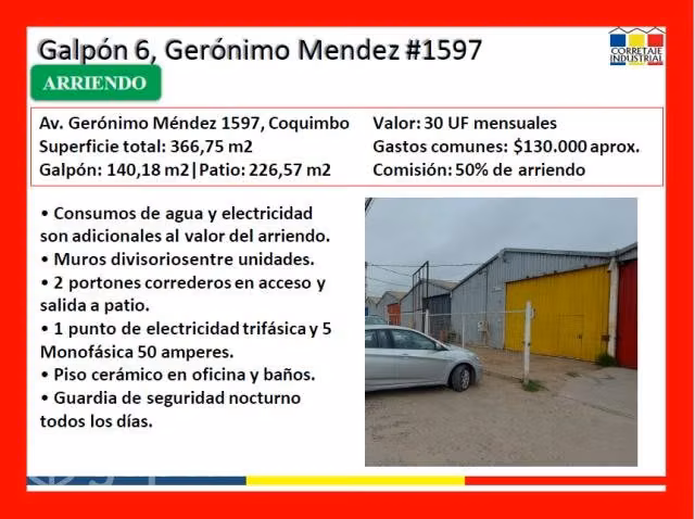 Corretaje industrial Galpón 6 Gerónimo Méndez