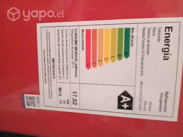 Refrigerador 2 puertas MIDEA 207 LTS FRIO DIRECTO
