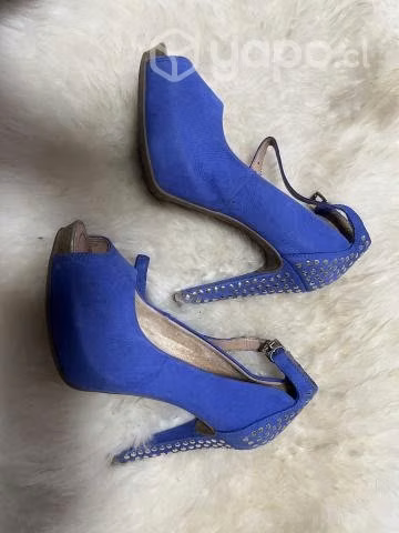 Tacones sin detalles poco uso azul eléctrico - Imagen 3