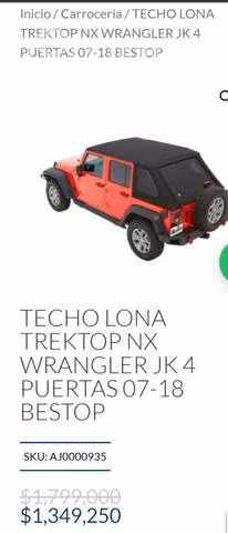 Jeep Wrangler JKU Techo Bestop lona