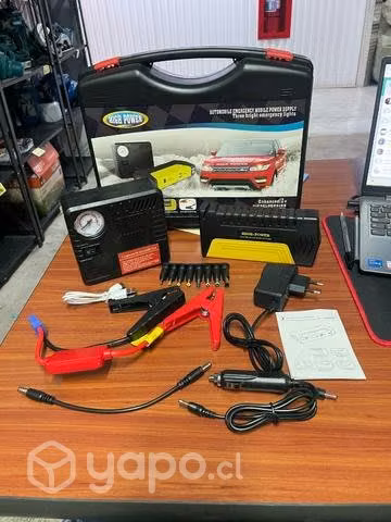 Partidor de auto batería powerbank + compresor 12v