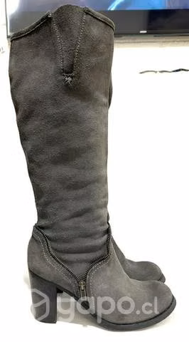 Bota Tacón 100% Cuero (reno) Marca Exs N*39 Gris