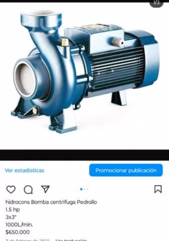 Bomba centrifuga Pedrollo de 1.5 HP 3x3