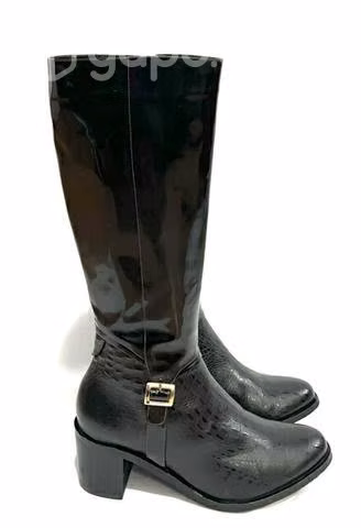 Bota Larga 100% Cuero Charol Marca Sade N*39 Negro