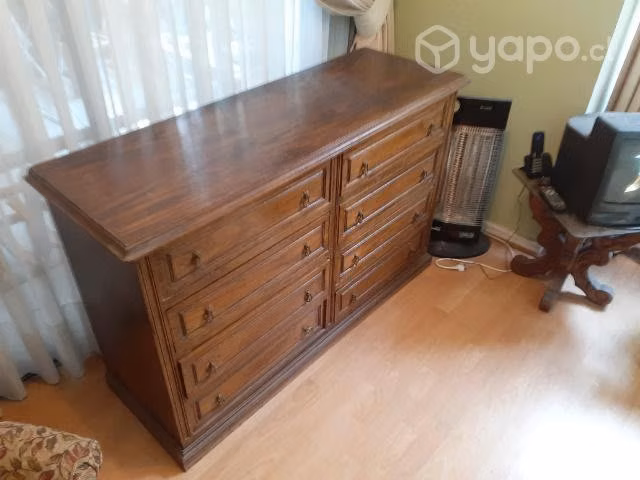 Cama 2 plazas + 2 veladores + cajonera 8 cajones