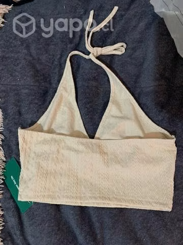 Top halter crop unicolor de espalda abierta - Imagen 2