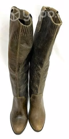 Bota Larga De Cuero Graso Marca Pixipie N*39 Café