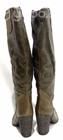 Bota Larga De Cuero Graso Marca Pixipie N*39 Café