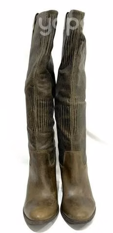 Bota Larga De Cuero Graso Marca Pixipie N*38 Café