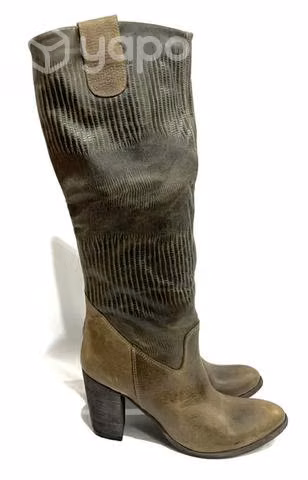 Bota Larga De Cuero Graso Marca Pixipie N*38 Café