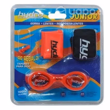 Natacion,Set gorras + lentes + oidos, Hydro,Nuevos