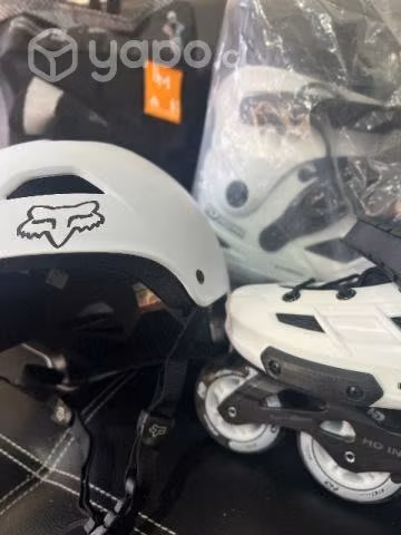 Patines En linea + set 3 protectores + casco Fox