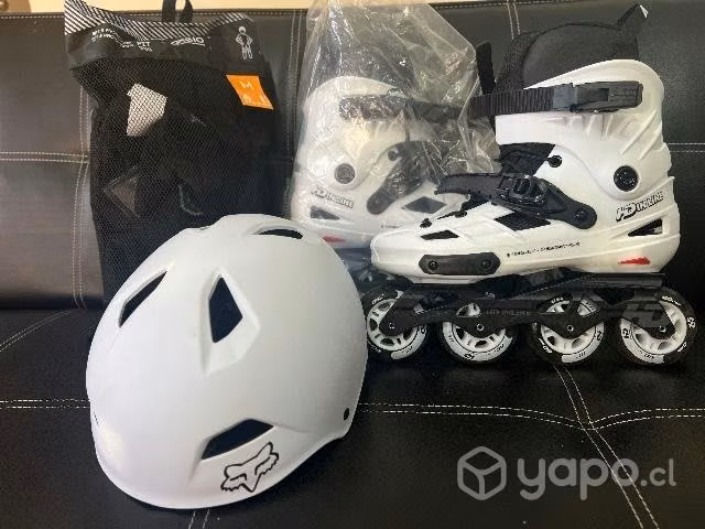 Patines En linea + set 3 protectores + casco Fox