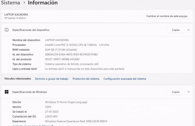 Notebook hp 14-dq1004la / intelcore i5 / 8gb ram - Imagen 6