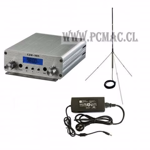Transmisor 15 watts con cable, fuente y Antena