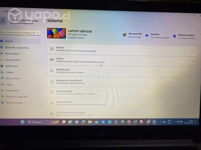 Laptop HP 14 pulgadas modelo LAPTOP-1SBF3OJB - Imagen 2