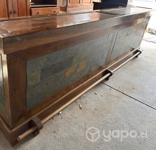 Meson Barra Bar de madera sólida + 2 muebles bar - Imagen 2