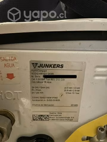 Calefont Junkers 12 Lt. automático Tiro Forzado