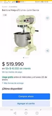 Batidora/amasadora industrial 20lts