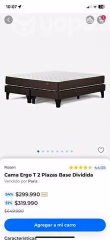 Cama ergo t2 de 2 plazas con base dividida - Imagen 3