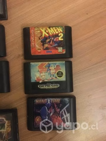 Cartuchos de Sega Genesis, control y cable