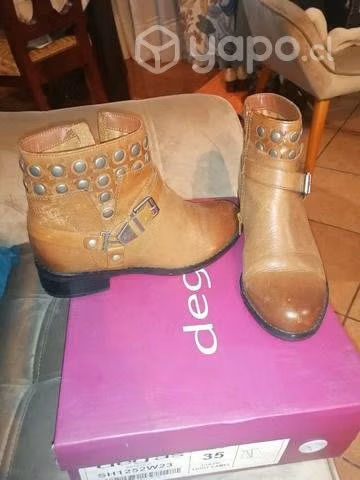 Lindod botines cuero color café talla 36