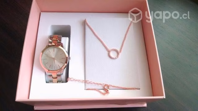 Reloj y Collar Bañados en Oro,Mujer, Marquis