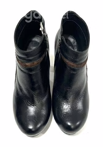 Botín Taco Alto 100% Cuero Marca Exs N*38.5 Negro - Imagen 4
