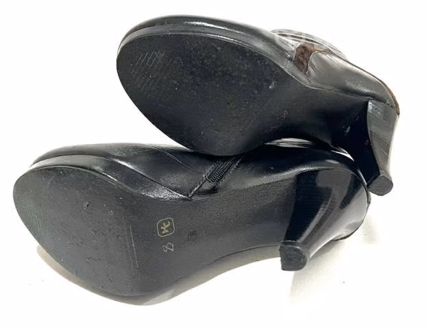 Botín Taco Alto 100% Cuero Marca Exs N*38.5 Negro - Imagen 6