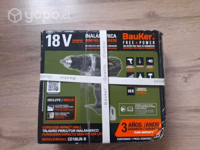 Taladro inalámbrico percutor Bauker nuevo