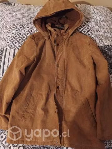 Chaqueta de cuero café talla M - Imagen 5
