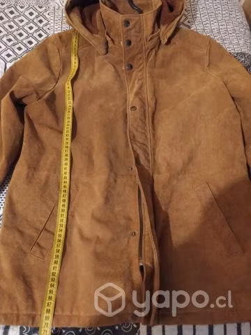 Chaqueta de cuero café talla M - Imagen 3