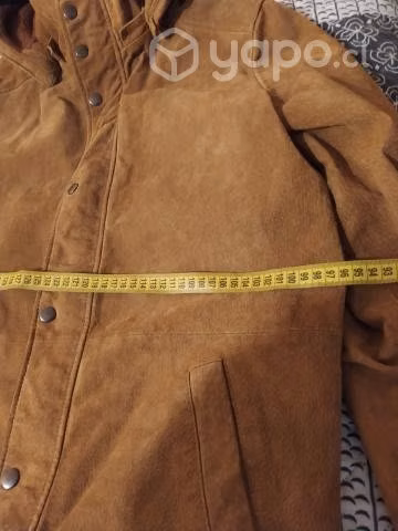Chaqueta de cuero café talla M - Imagen 4