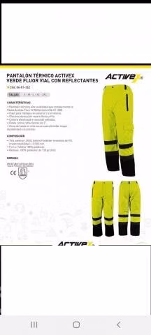 Pantalón Térmico Verde Fluor Vial Con Reflectantes