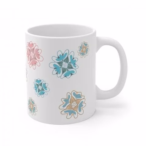 Tazon con diseño Flores Celeste - Rosado - Imagen 4