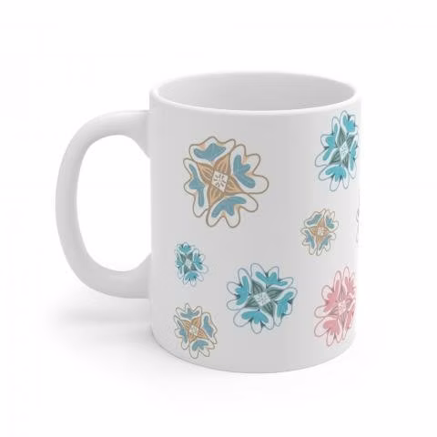 Tazon con diseño Flores Celeste - Rosado - Imagen 5