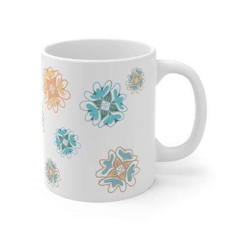 Tazon con diseño de flores celeste amarillo - Imagen 4