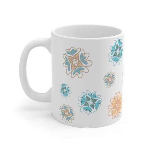 Tazon con diseño de flores celeste amarillo - Imagen 3