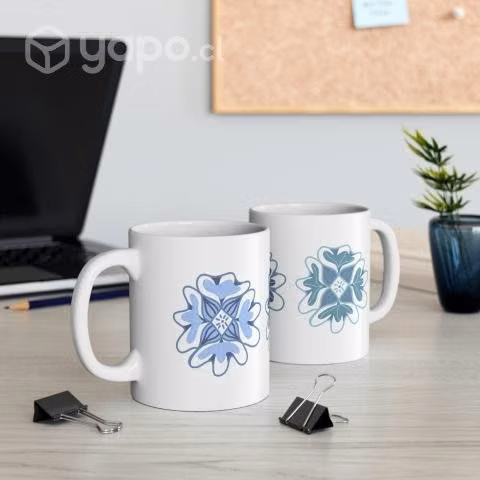 Tazon Flores tonos azules aesthetic